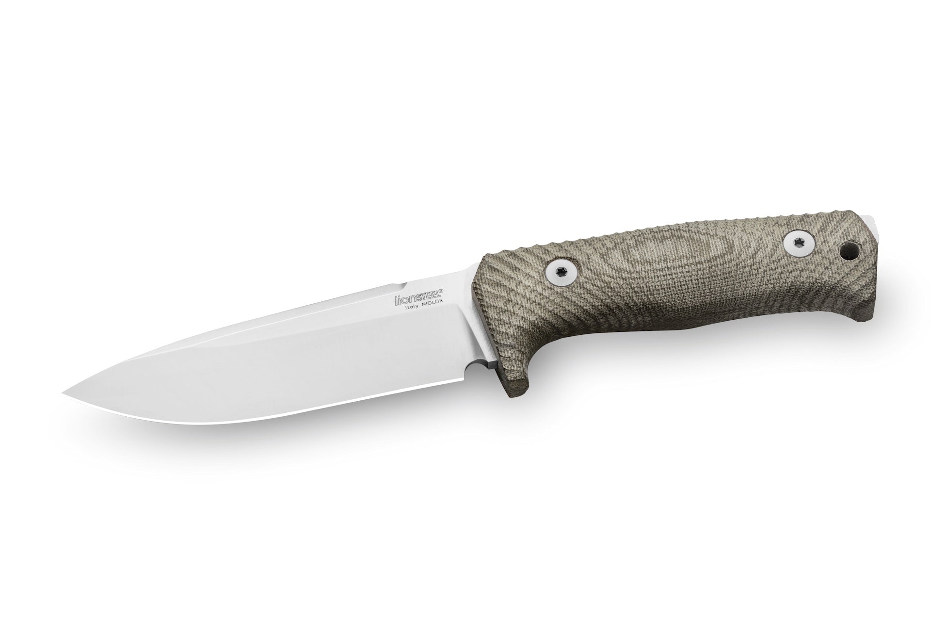 T5: fixed blade tactical knife - Green canvas, satin-finished blade